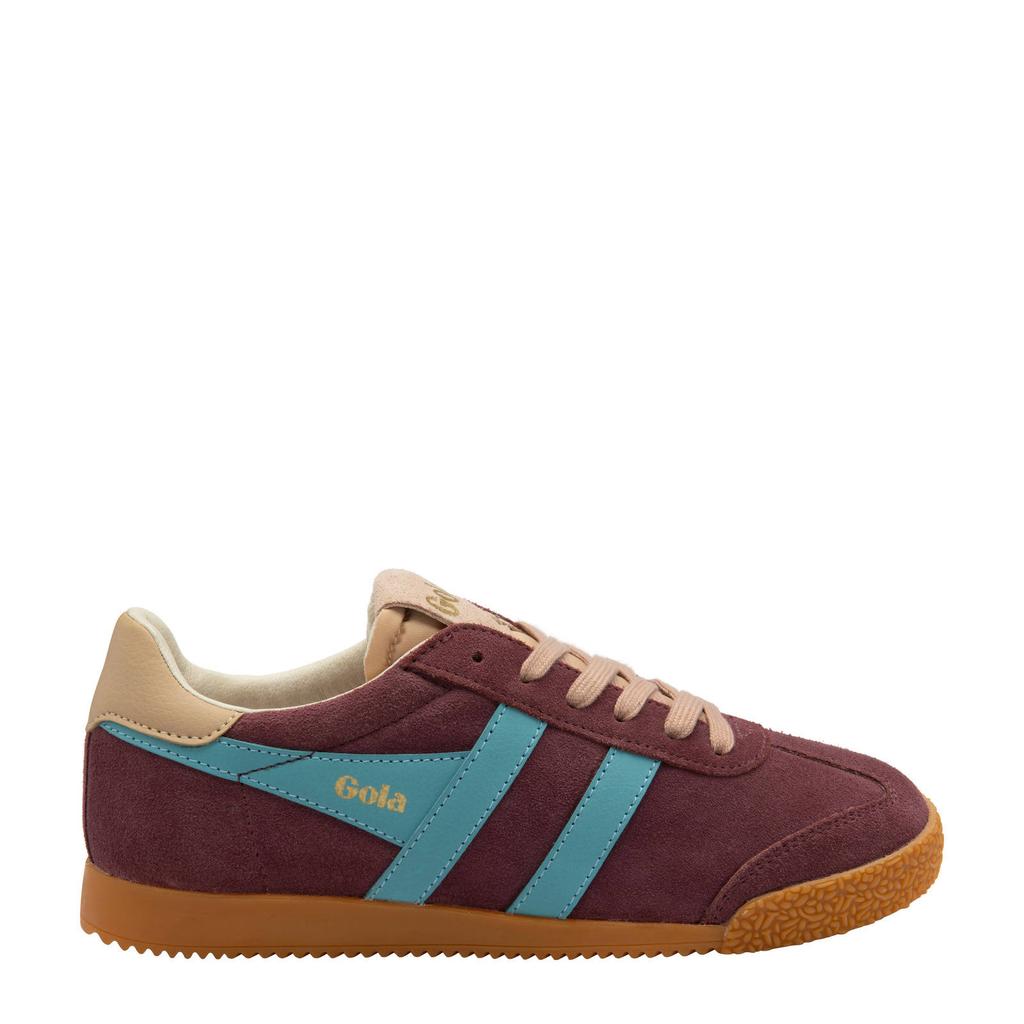 Bordeaux en blauwe dames Gola Elan suède sneakers met veters
