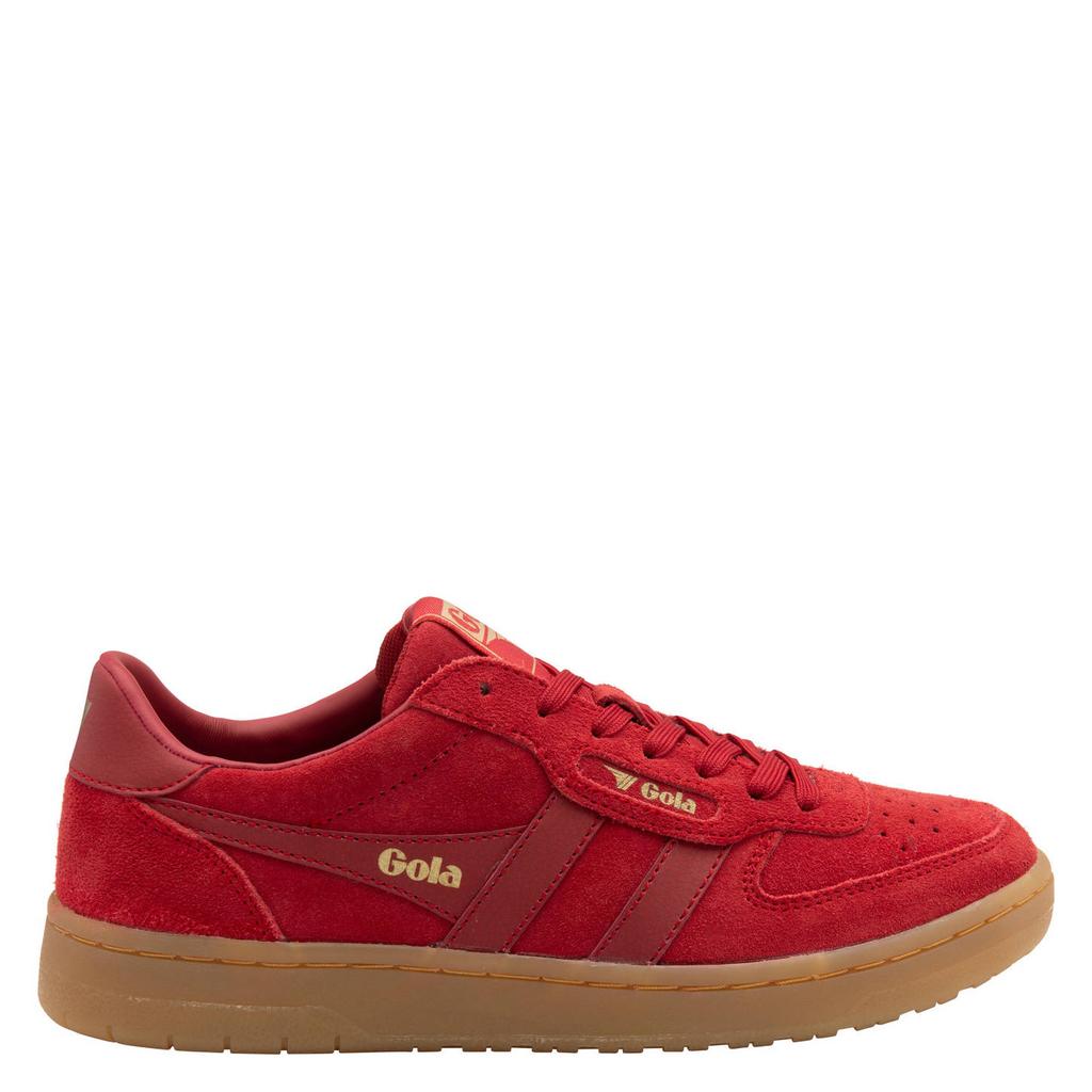 Rode dames Gola Hawk '86 suède sneakers met veters