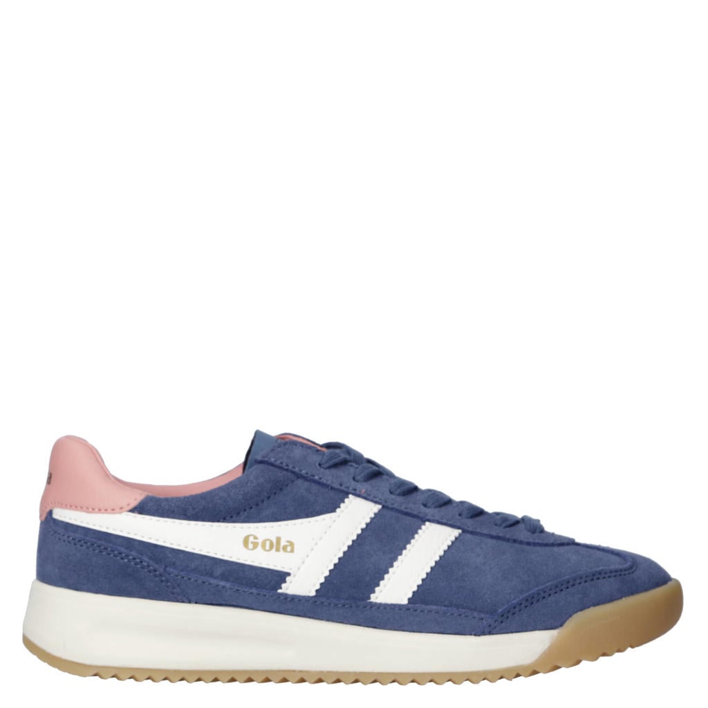 Donkerblauwe dames Gola Stadia '86 suède sneakers met veters