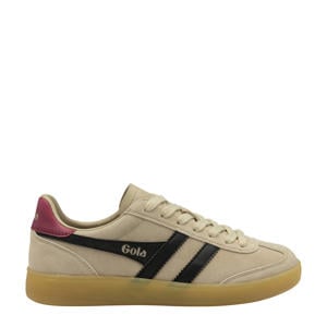 suède sneakers beige/zwart