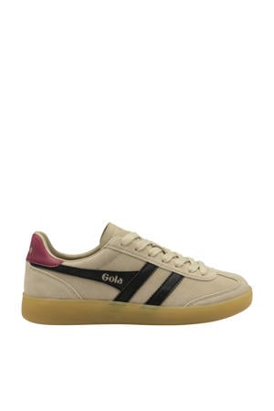 suède sneakers beige/zwart
