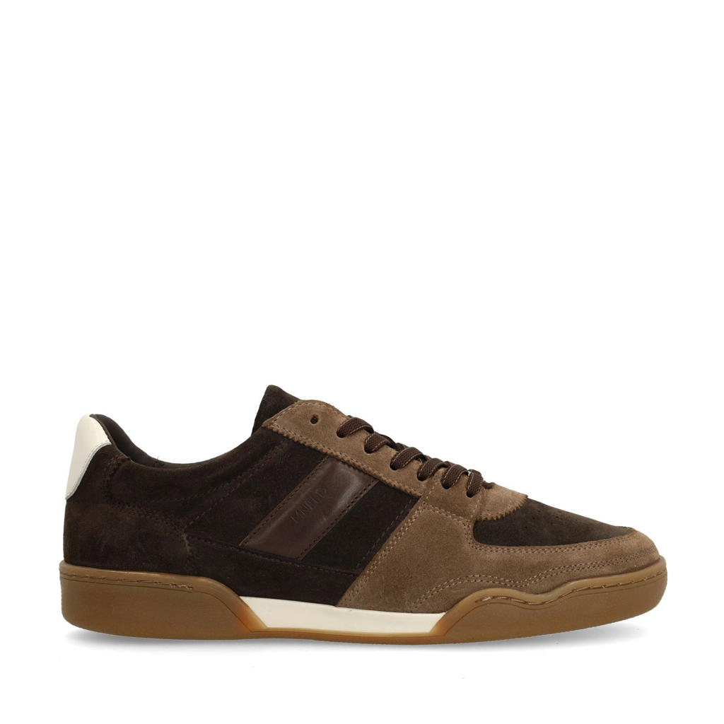 Bruine dames Manfield suède sneakers met veters