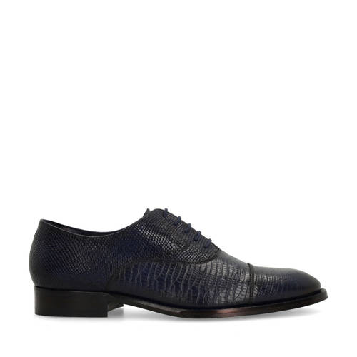 Manfield leren veterschoenen donkerblauw afbeelding