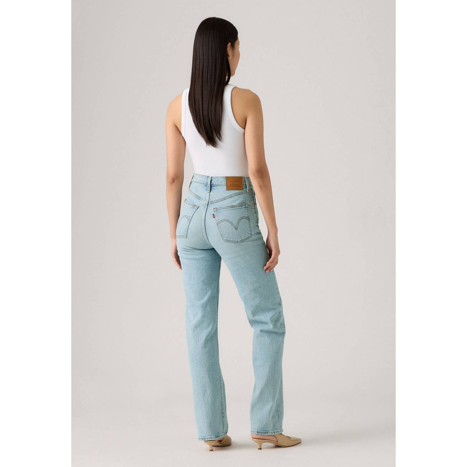 Levi's high waist straight leg jeans light blue denim