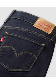 thumbnail: Dark blue denim dames Levi's high waist wide leg jeans van denim met rits- en knoopsluiting en effen