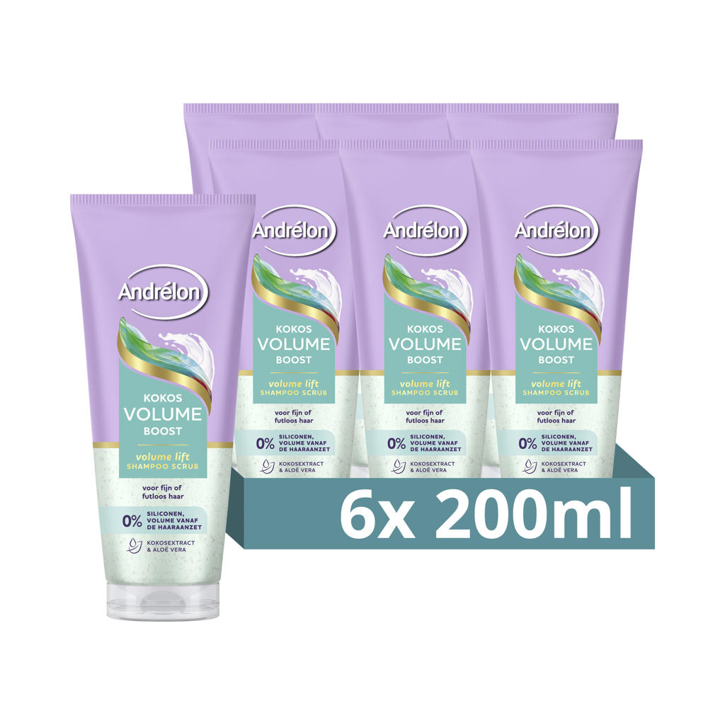 Andrélon Kokos Volume Boost shampoo scrub - 6 x 200 ml