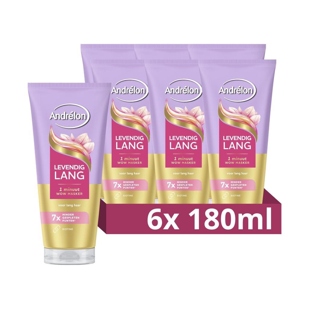 Andrélon Levendig Lang 1 Minuut WOW haarmasker - 6 x 180 ml