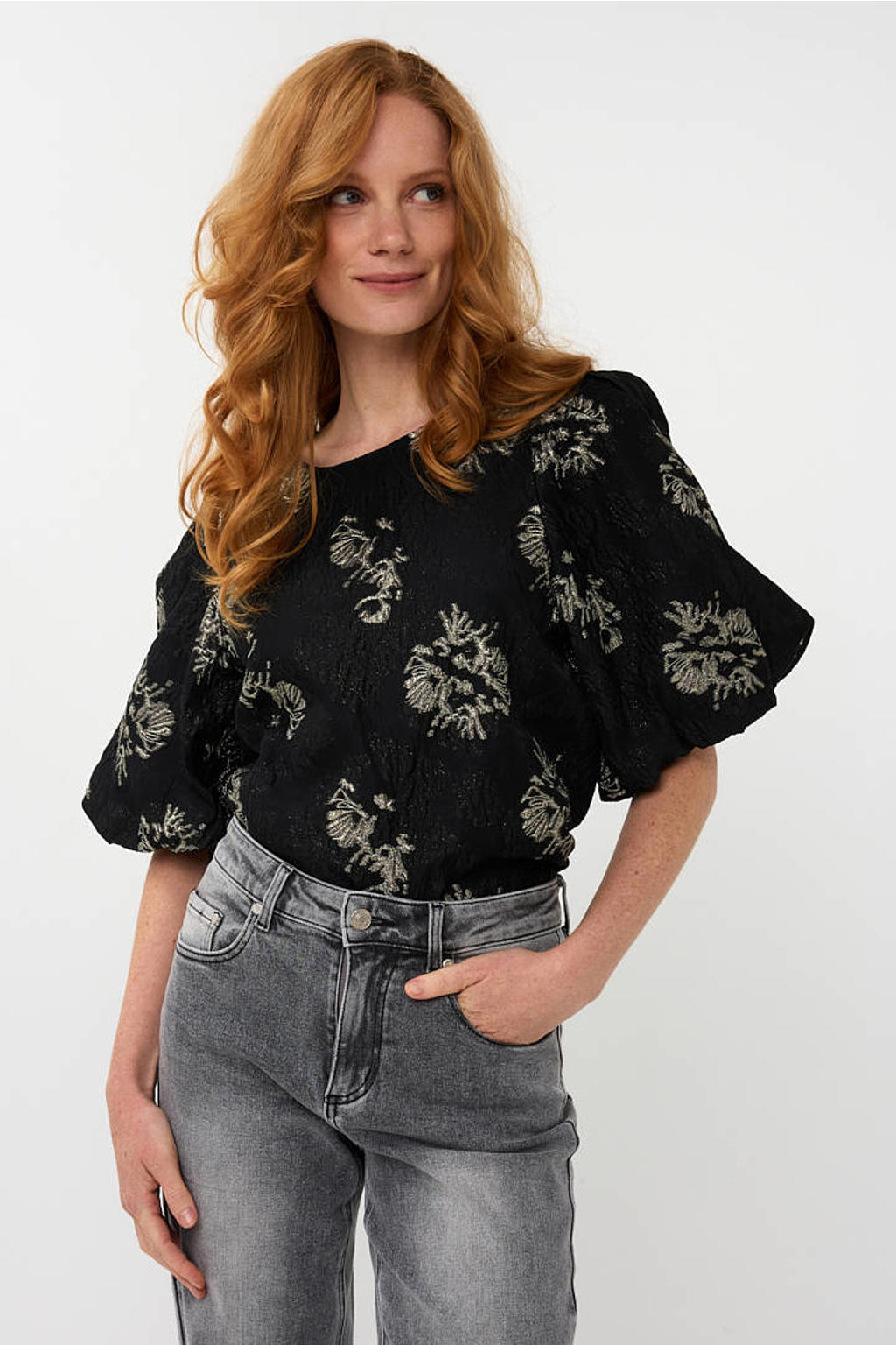 Esqualo top zwart met lurex