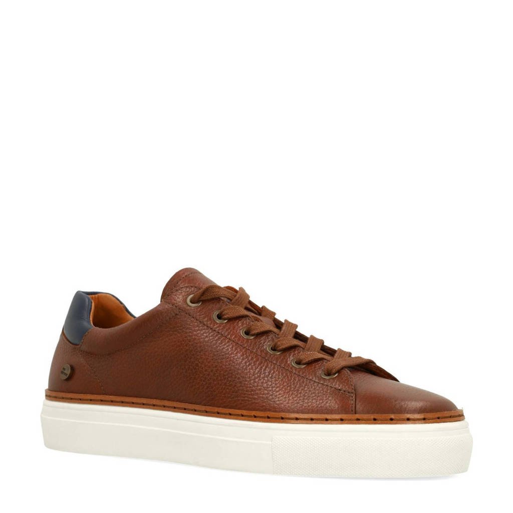 No Stress leren sneakers cognac wehkamp
