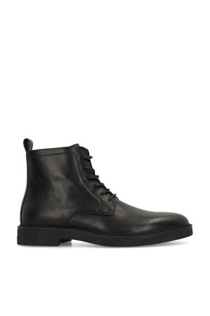 leren veterboots zwart