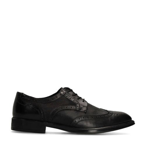 Manfield leren veterschoenen zwart afbeelding