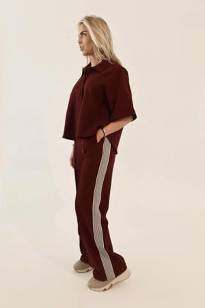 straight regular waist broek donkerrood