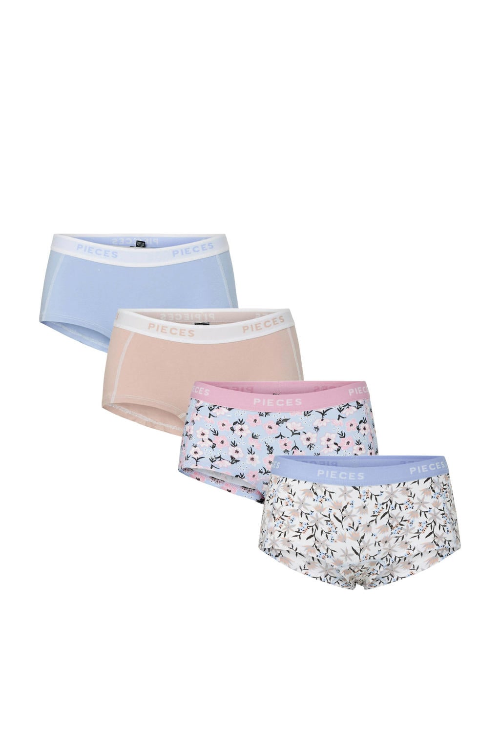 PIECES short PCLOGO (set van 4) lichtblauw/zalmroze