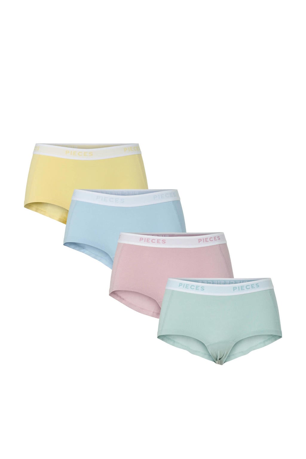 PIECES short PCLOGO (set van 4) geel/lichtblauw/roze