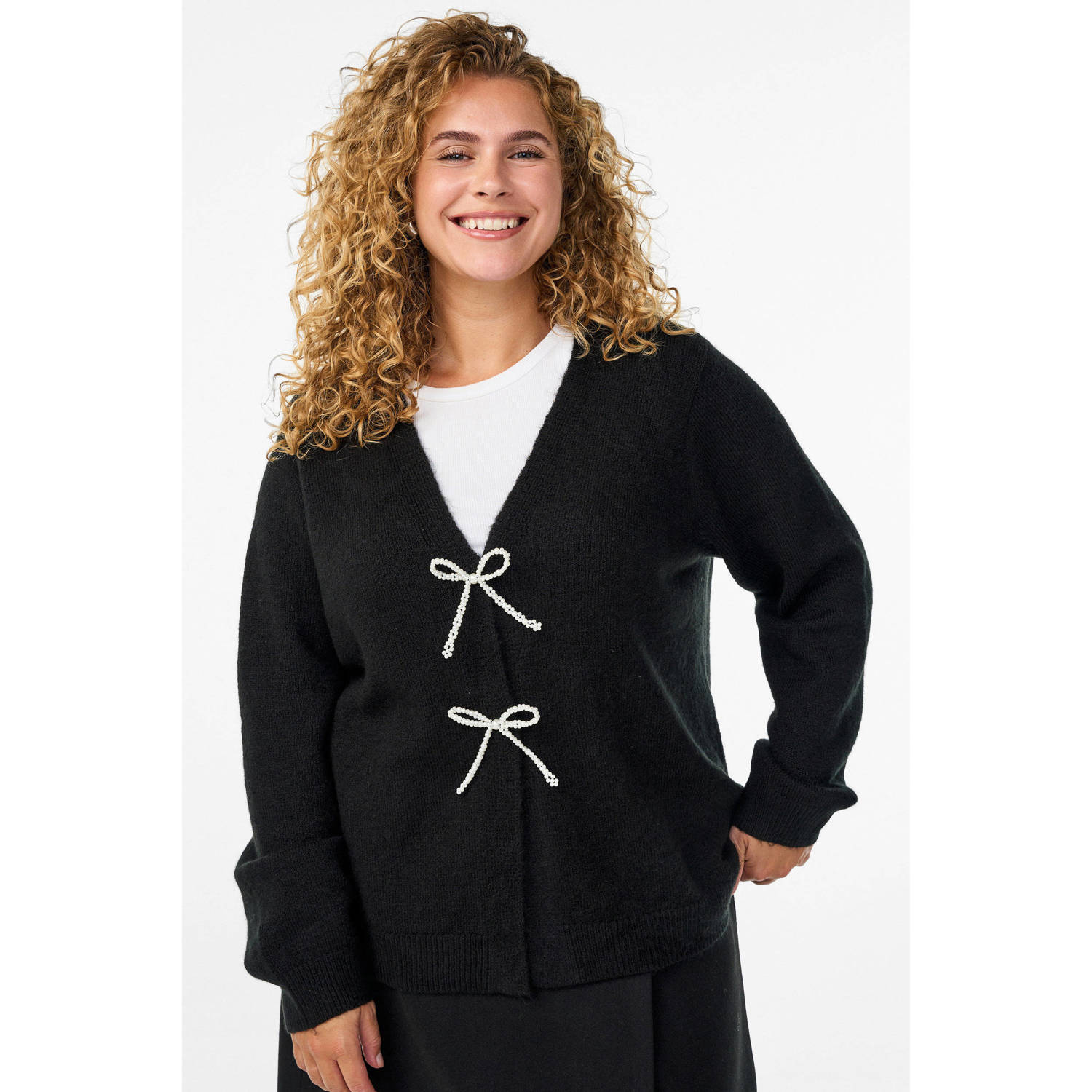 Zizzi gebreid vest zwart