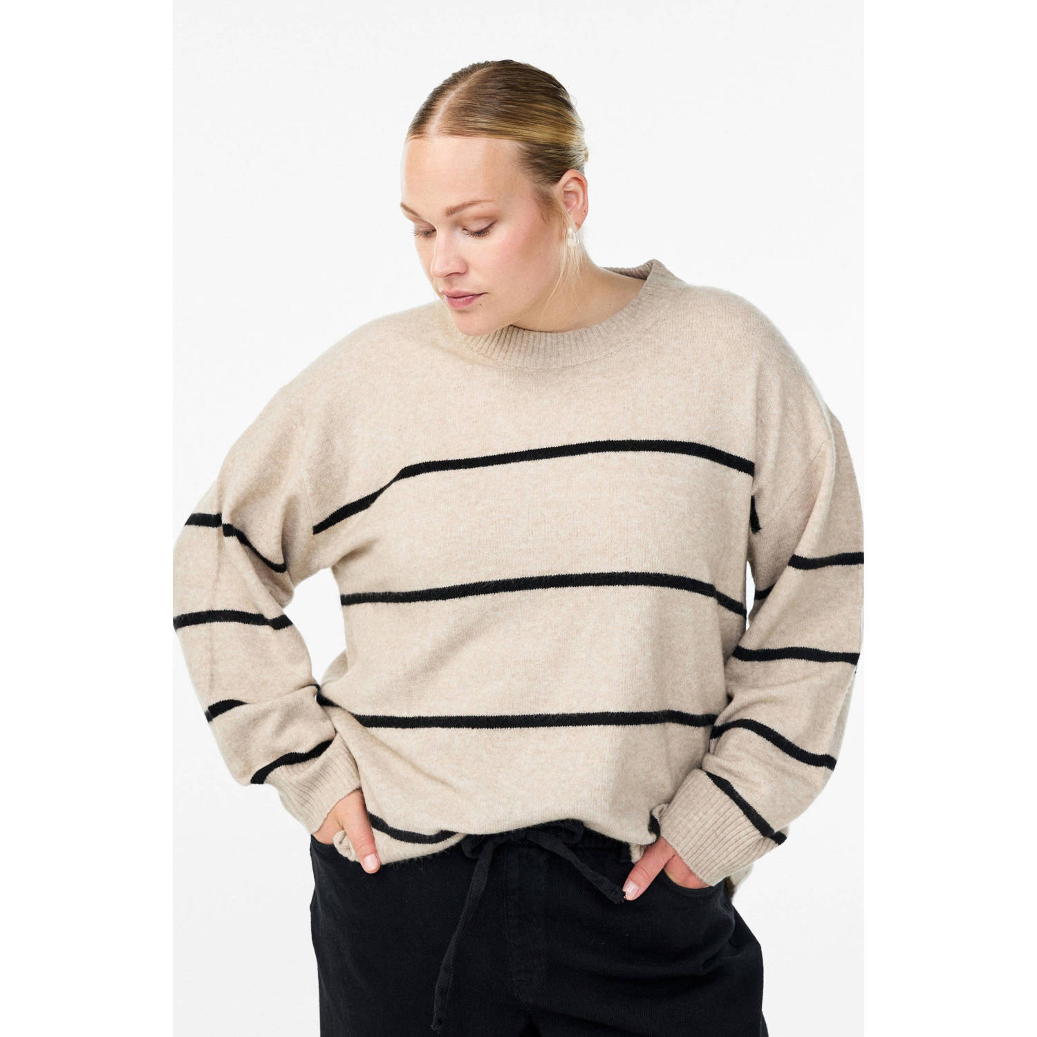 Zizzi gebreide trui beige