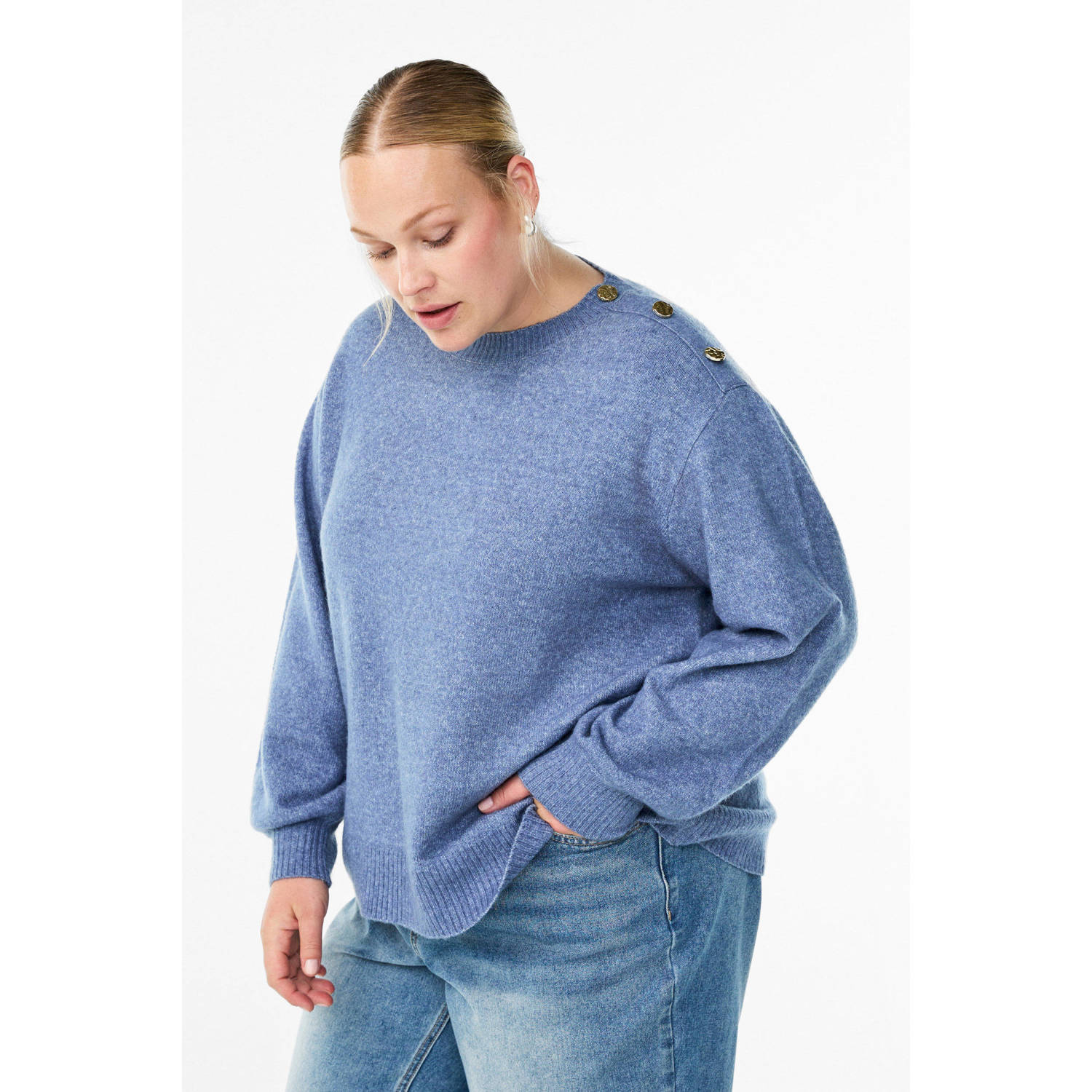 Zizzi gebreide trui blauw