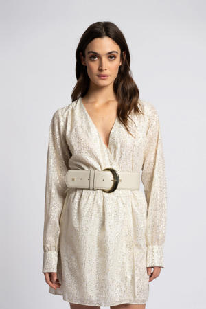 korte jurk met lurex crème