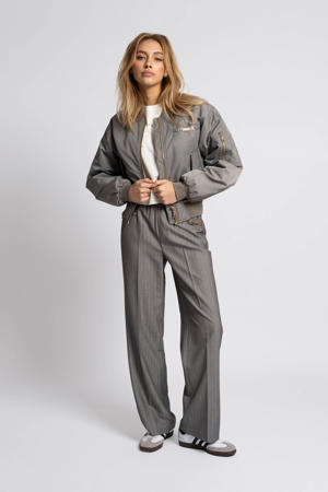straight regular waist pantalon grijs