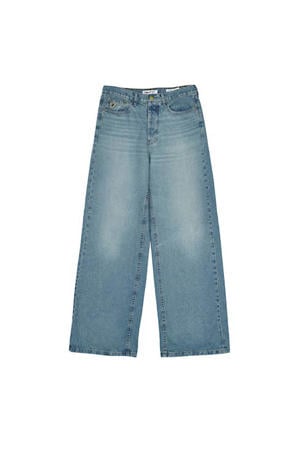 high waist loose fit jeans medium blue denim