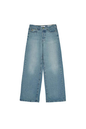 high waist loose fit jeans medium blue denim