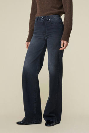 high waist wide leg jeans black denim