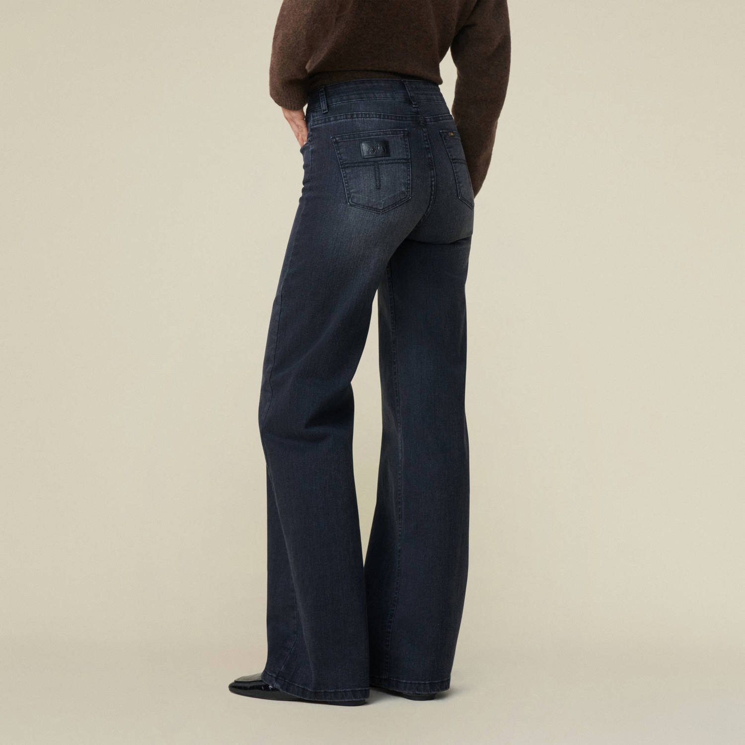 Lois high waist wide leg jeans black denim