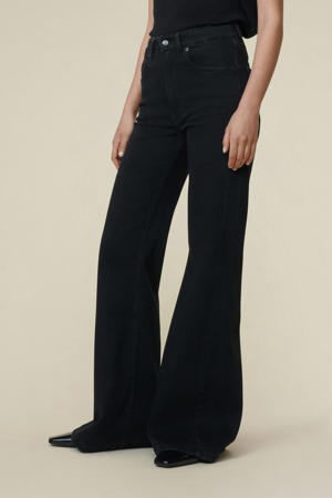 high waist flared jeans black denim