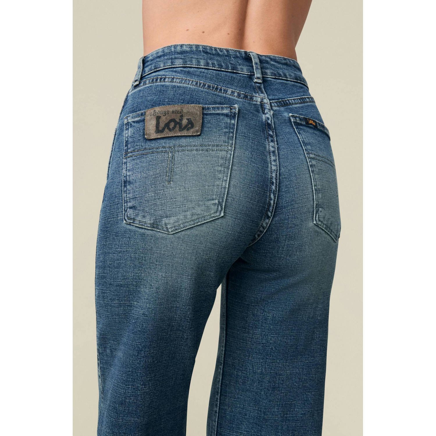 Lois high waist wide leg jeans dark blue denim