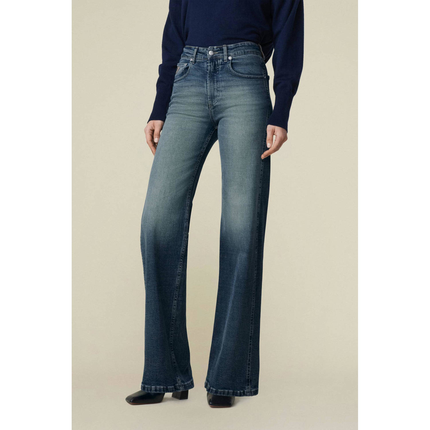 Lois high waist wide leg jeans dark blue denim