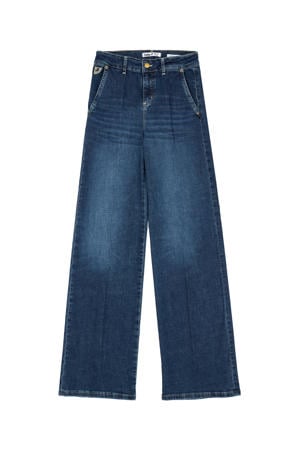 wide leg jeans medium blue denim