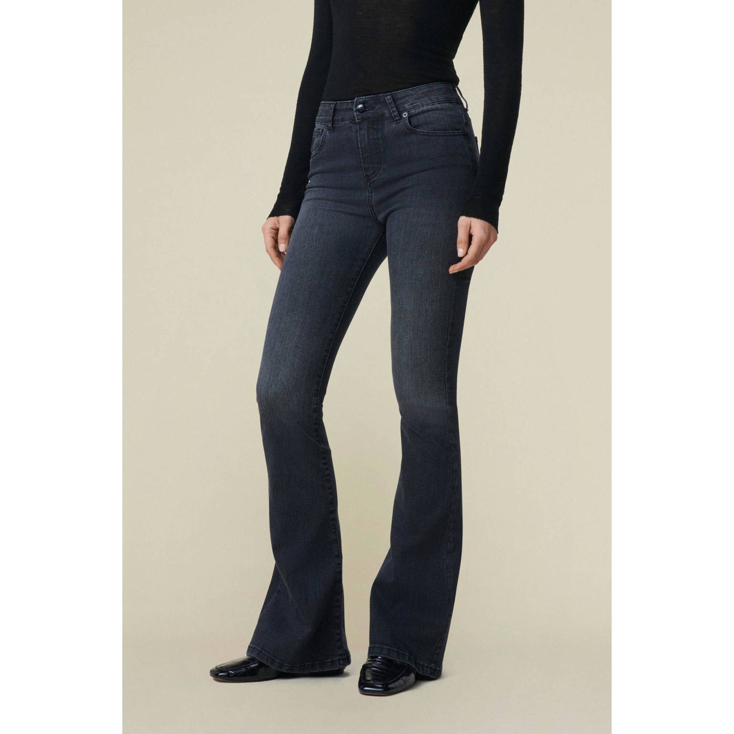 Lois high waist flared jeans black denim