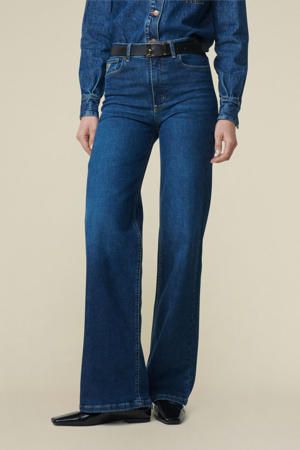 wide leg jeans dark blue denim