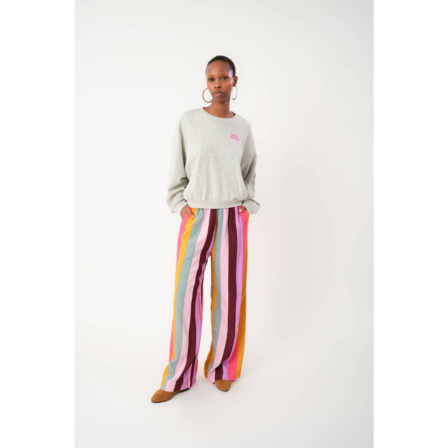 Lollys Laundry Sweater met logo Sydney grijs
