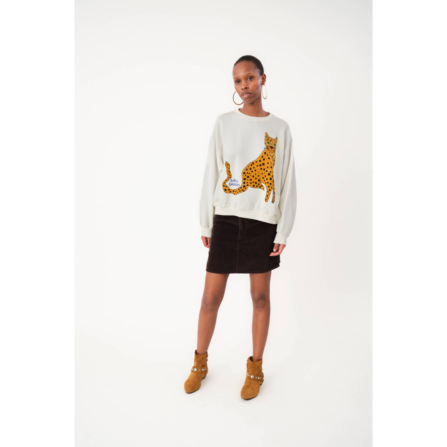 Lollys Laundry Sweater met print Sydney wit