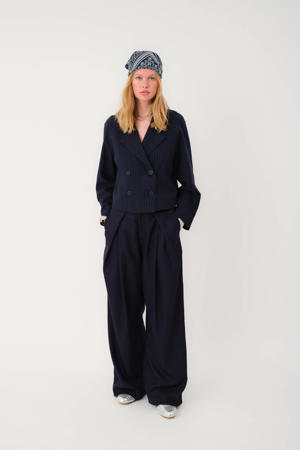 wide leg regular waist pantalon blauw