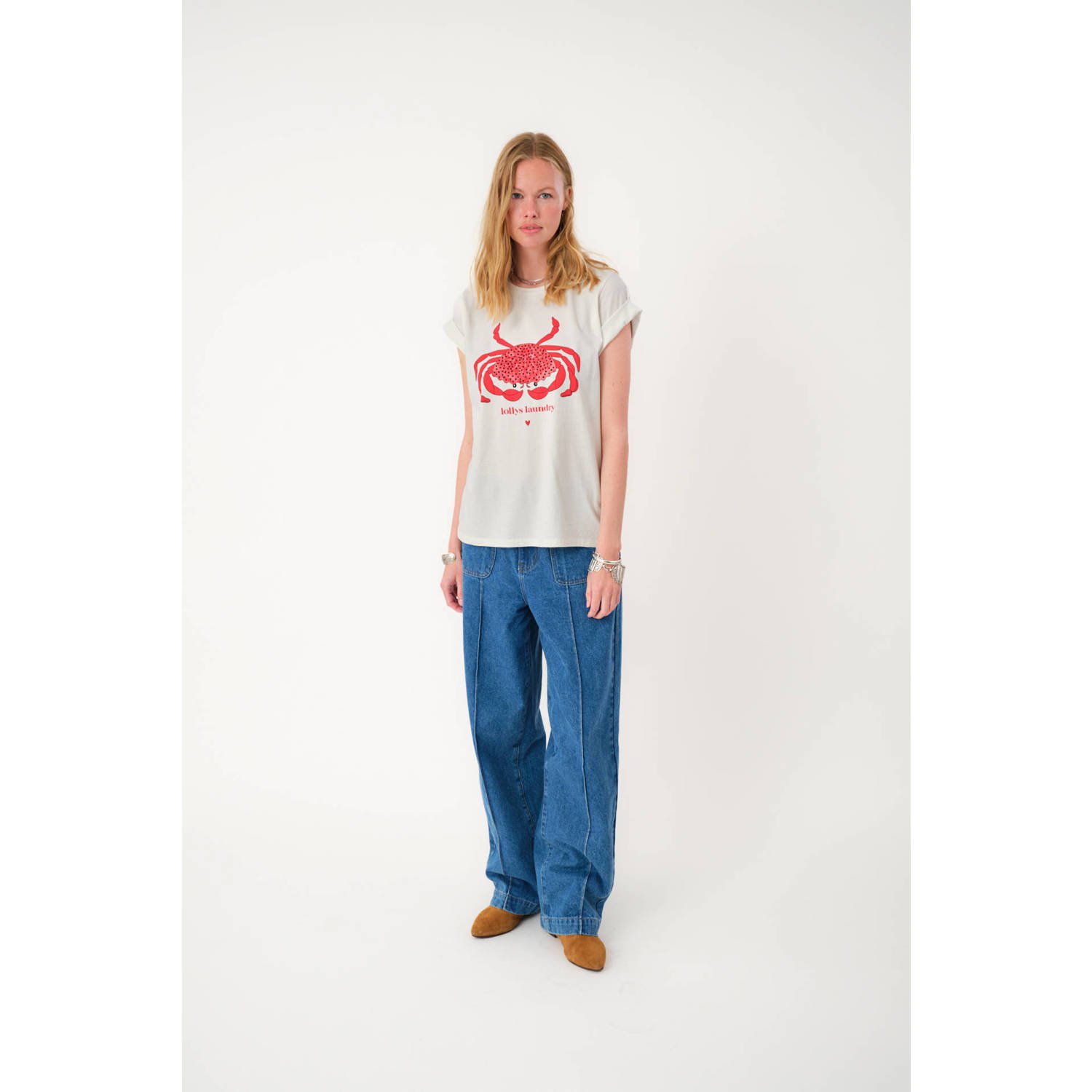 Lollys Laundry T-shirt met print Roma wit