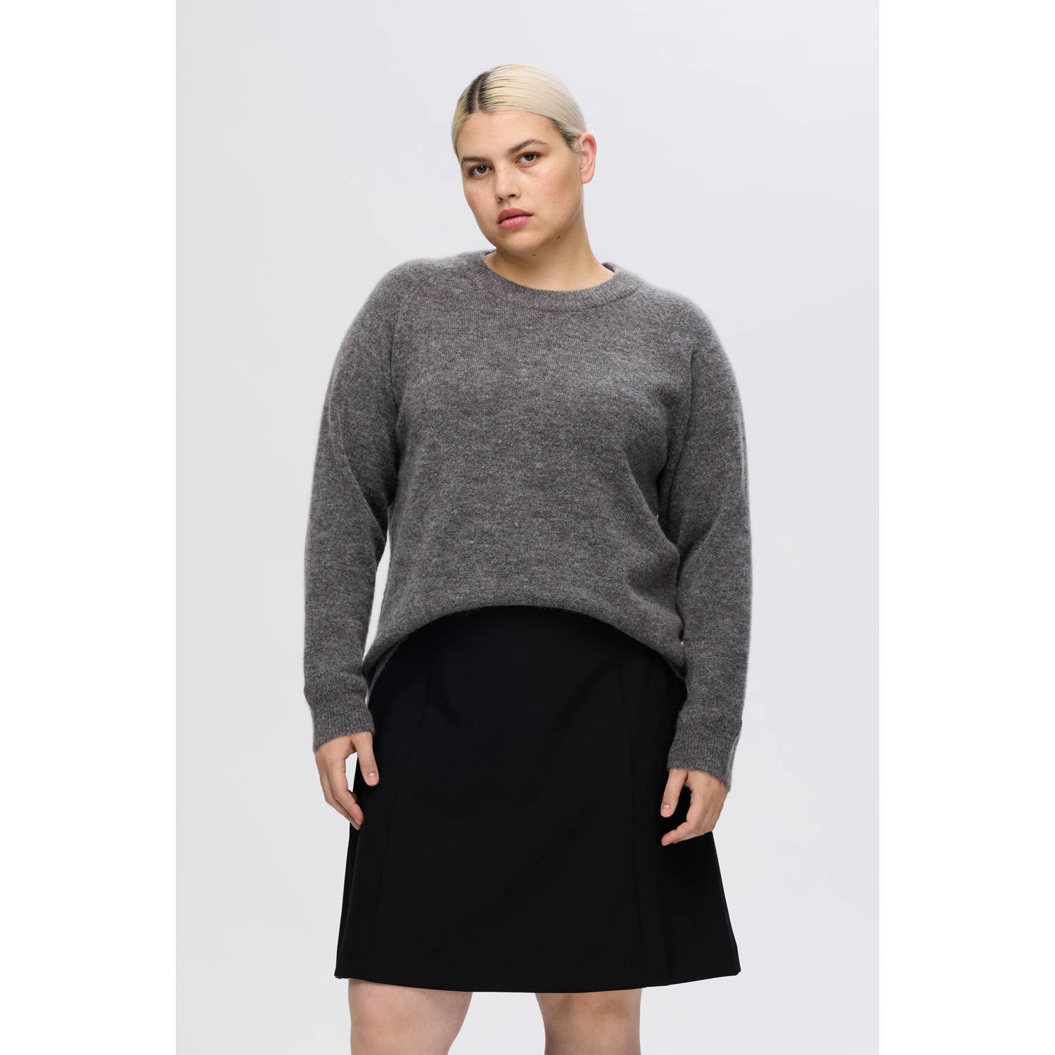 SELECTED FEMME Dames Truien & Vesten Slflulu Ls Knit O-neck Grijs