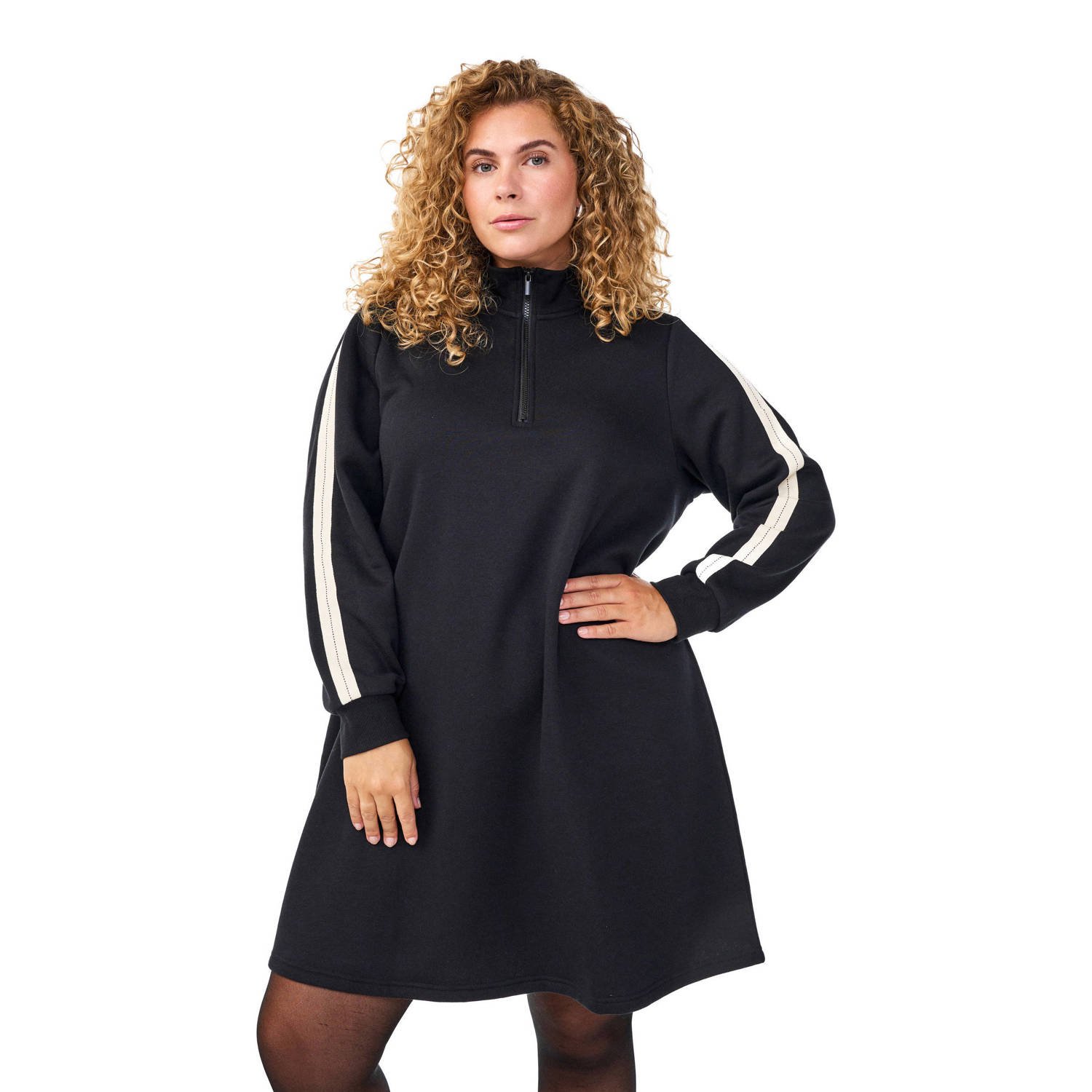 Zizzi sweatjurk zwart