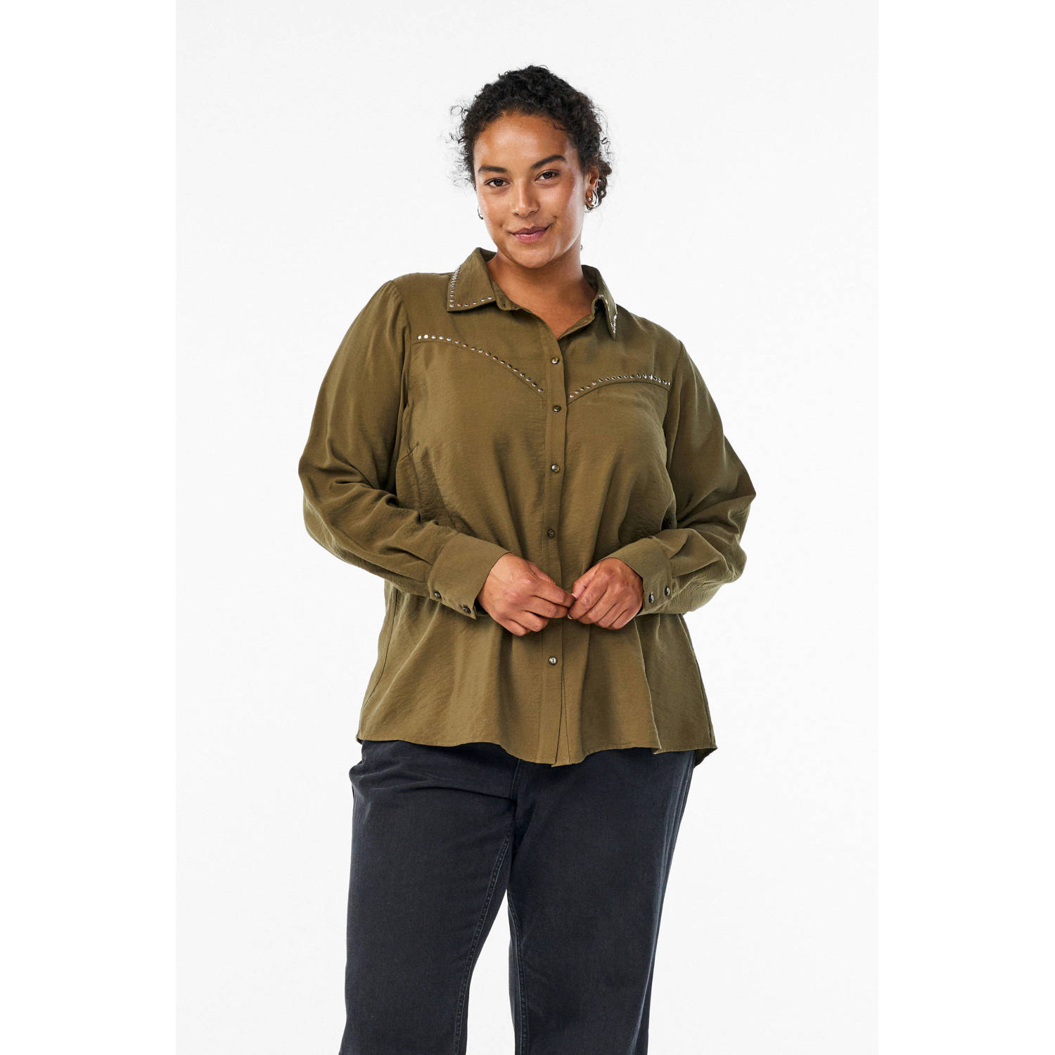 Zizzi blouse olijfgroen