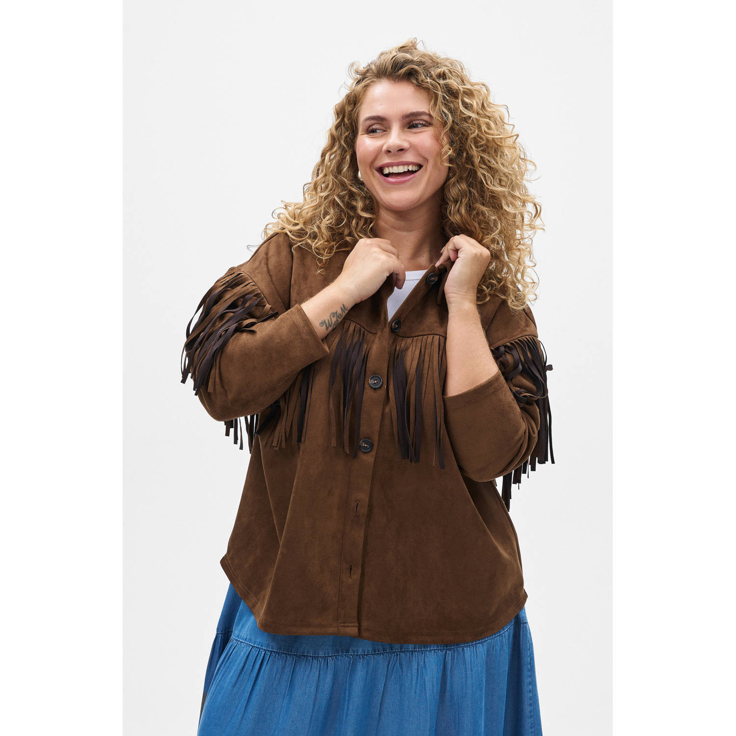 Zizzi suede blouse camel