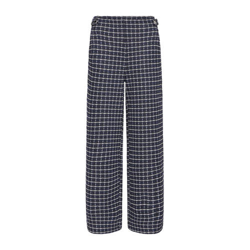ICHI straight regular waist casual broek donkerblauw afbeelding
