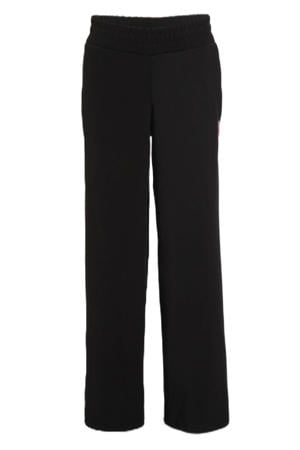 wide leg broek met contrastbies Mikkie zwart