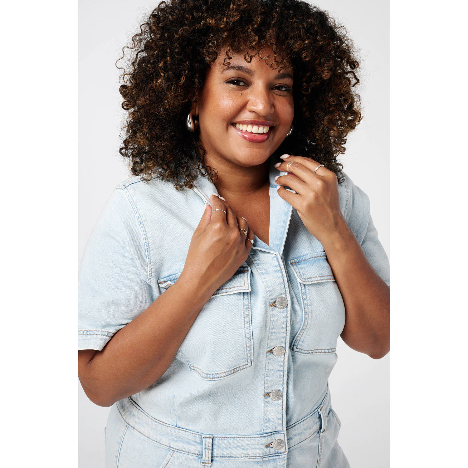 MS Mode light blue denim playsuit