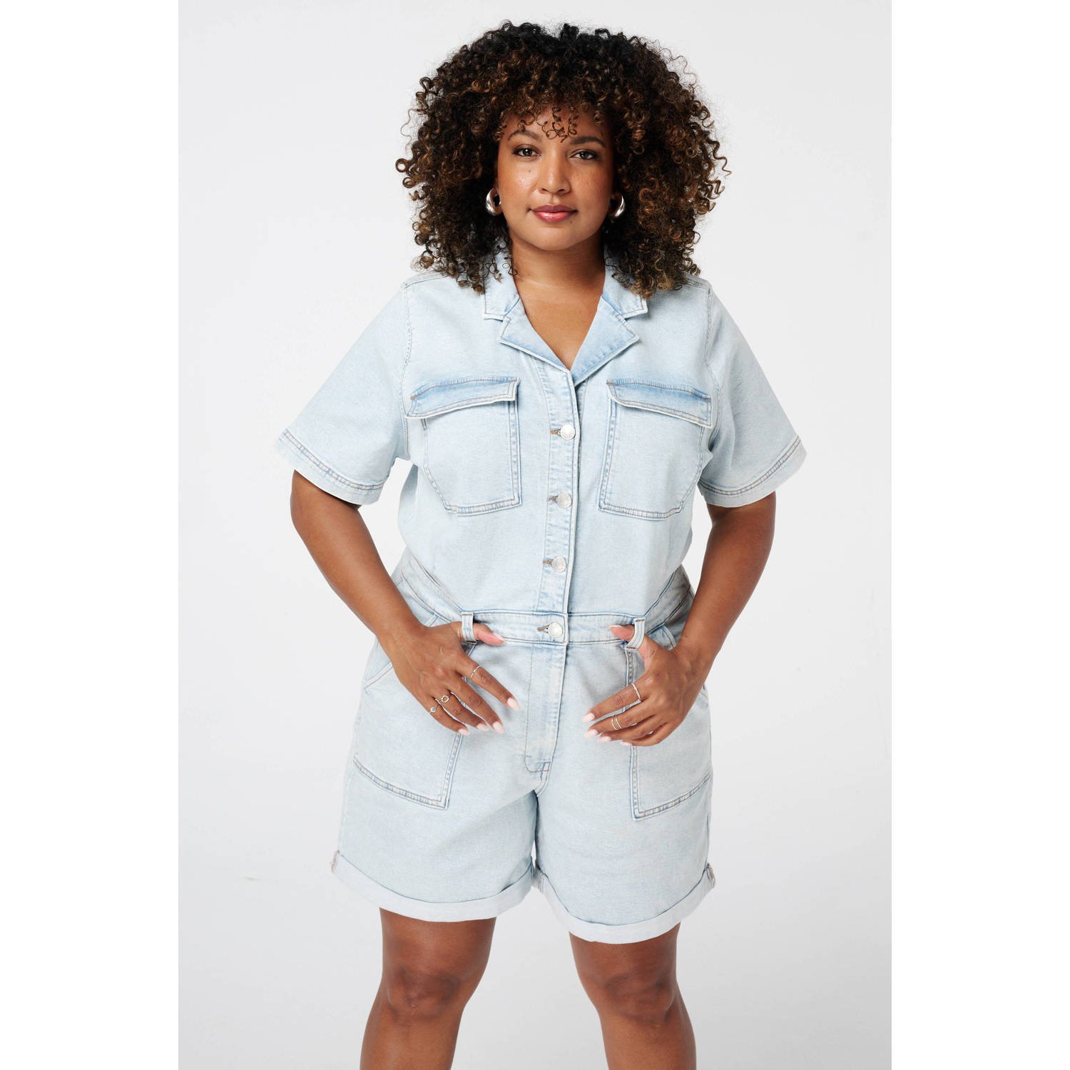 MS Mode light blue denim playsuit