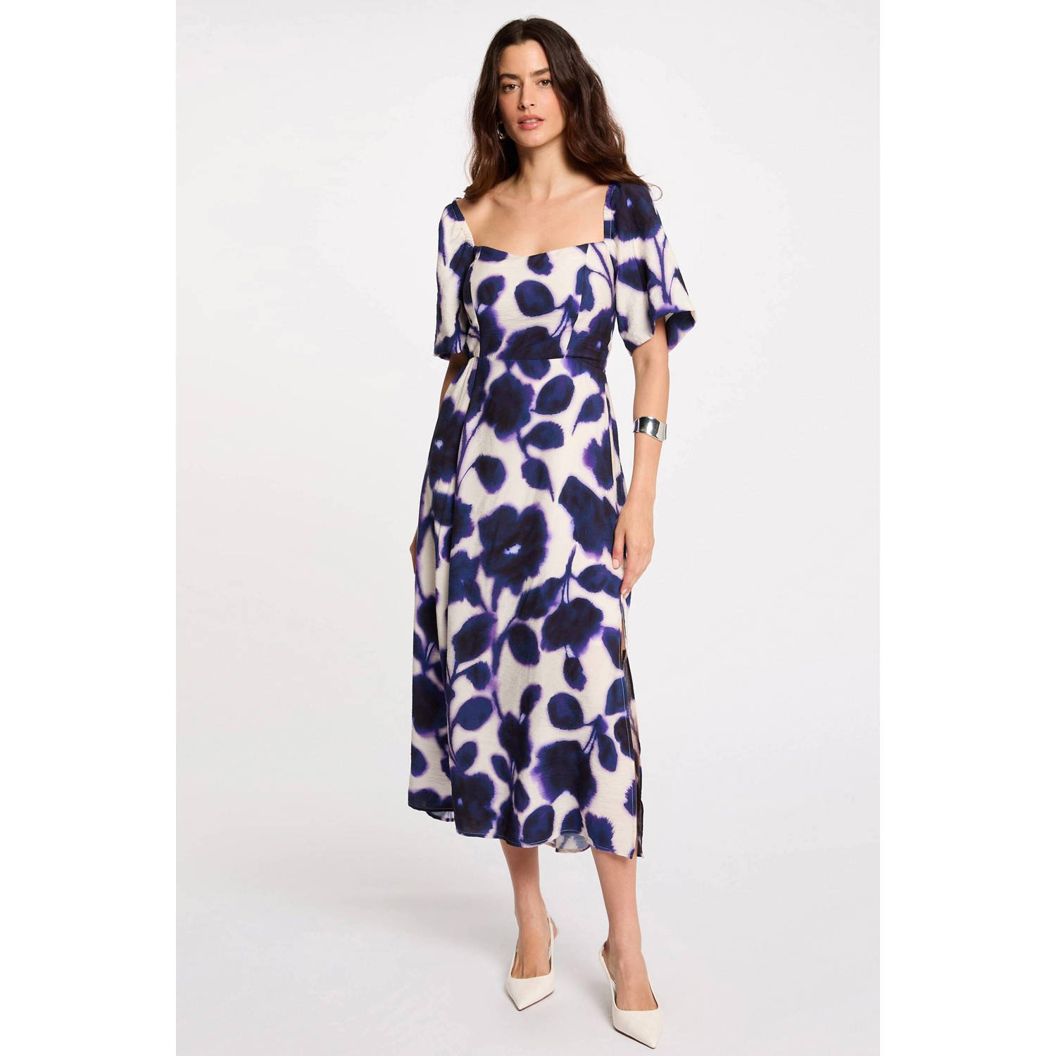 Morgan midi jurk ecru