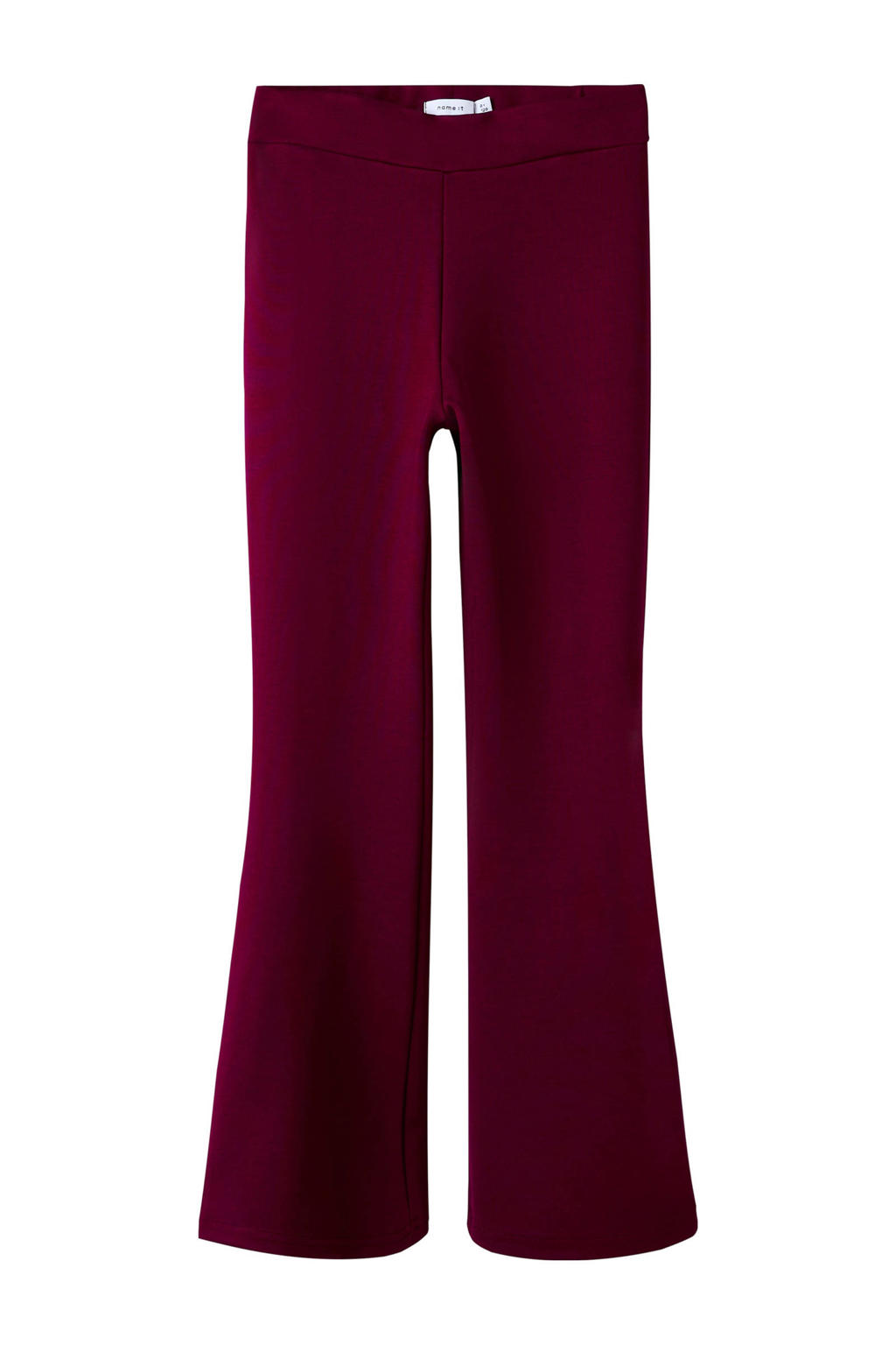 Donkerrode meisjes NAME IT KIDS bootcut legging van viscose met regular waist, elastische tailleband en effen