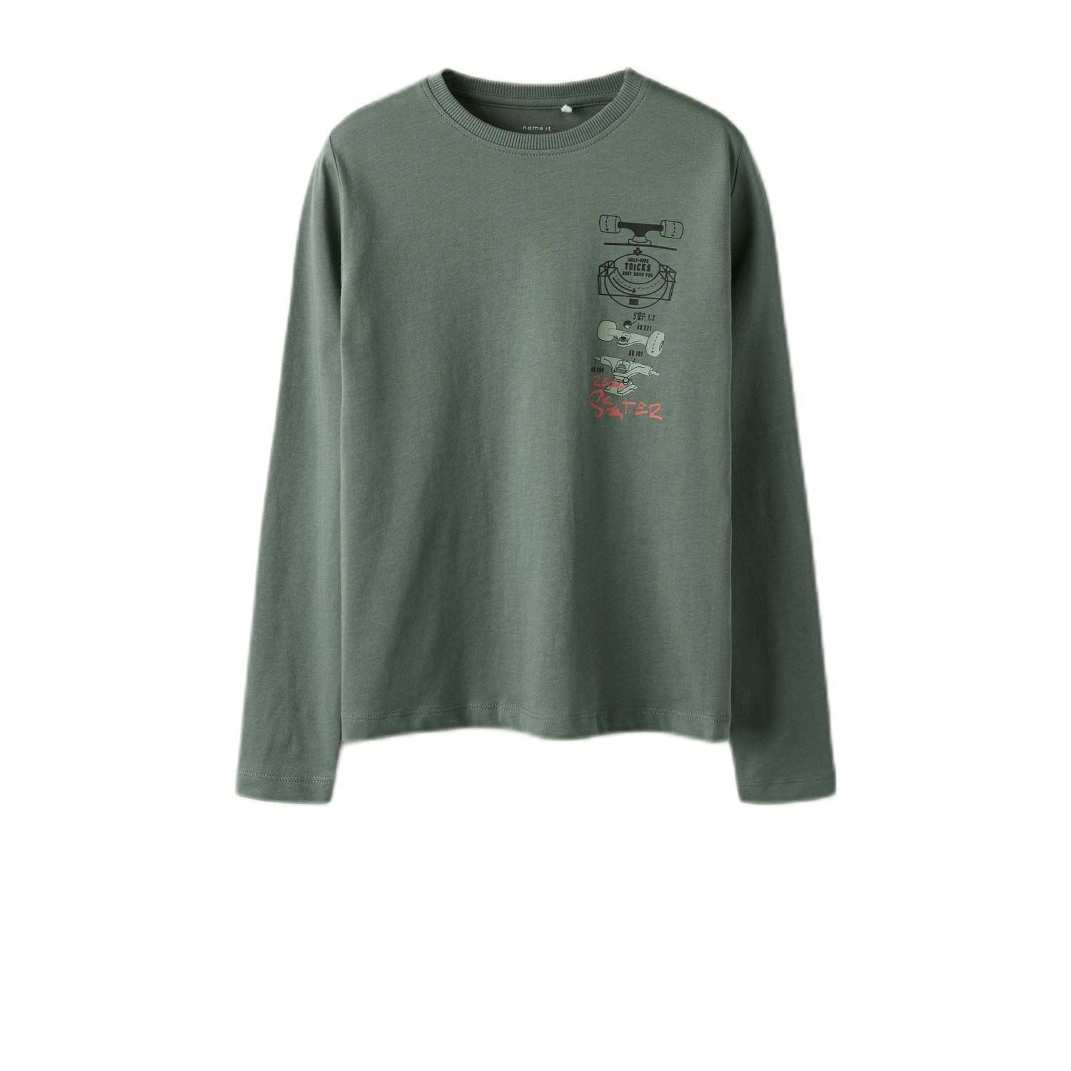 NAME IT KIDS longsleeve NKMNIKOLAI set van 3 donkerblauw donkergroen offwhite