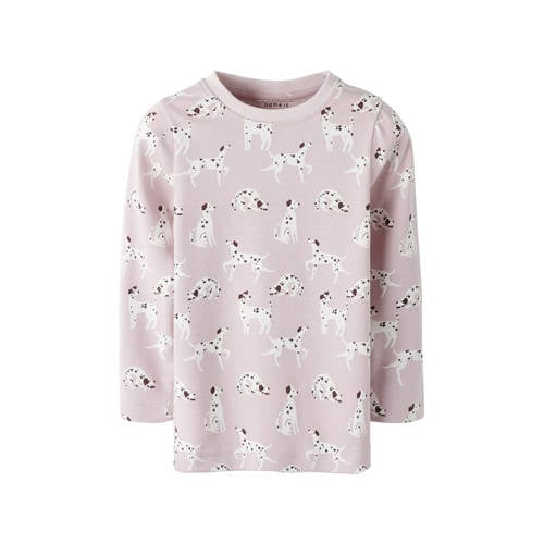 NAME IT MINI longsleeve lichtroze/wit afbeelding