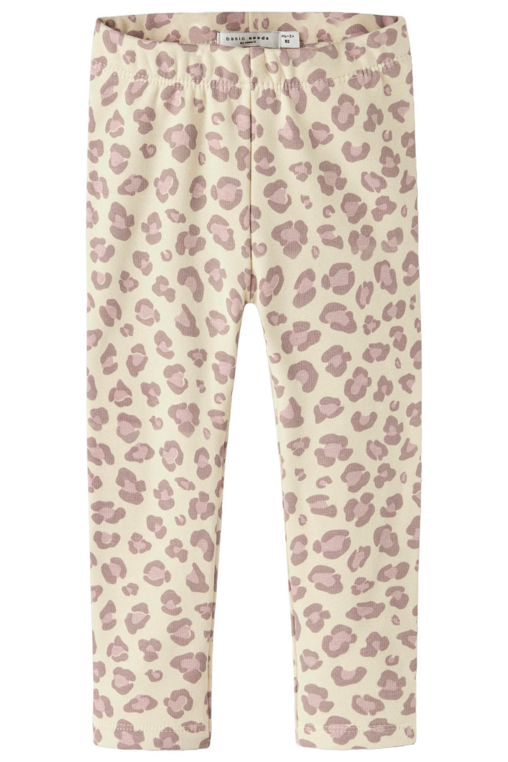 Zandkleurige meisjes NAME IT MINI legging van sweat materiaal met regular fit, elastische tailleband en dierenprint